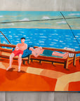 Story Time painting by Alimo, friends unwinding on a sailboat