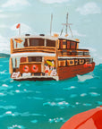Two Weeks At Sea painting by Alimo, close-up of the wooden ferry boat detail