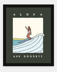 Aloha and Goodbye art print by Alimo in black frame, island farewell scene