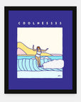 Coolnesssss art print by Alimo in black frame, stylish surf scene