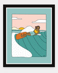 Lazy Mondays art print by Alimo in black frame, coastal relaxation scene