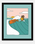 Lazy Mondays art print by Alimo in black frame, coastal relaxation scene