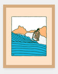 No Probs Bob Alimo art print in a natural wood frame