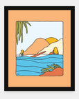 Rays n' Chill art print by Alimo in black frame, beach relaxation scene