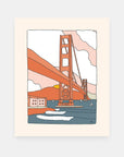 San Francisco surf art print by Alimo, Fort Point and Golden Gate Bridge scene