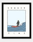 Summer Time art print by Alimo in black frame, minimalist ocean wave scene