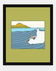 Sunday Funday art print by Alimo in black frame, beach fun scene