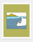 Sunday Funday art print by Alimo in white frame, weekend vibes illustration