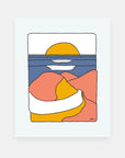 The End of the Beginning road trip art print by Alimo, colorful coastal drive scene