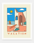 Vacation art print by Alimo in white frame, travel illustration