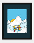 Winter Oasis art print by Alimo in black frame, winter mountain scene
