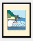 Yoga Practice art print by Alimo in black frame, yoga and wellness scene