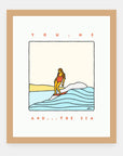 You. Me And...The Sea Alimo art print in a natural wood frame