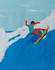 Agua Snaps painting by Alimo, surf maneuver on a blue wave