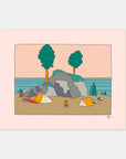 Found Peace camping art print by Alimo, peaceful outdoor nature scene