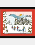 Arrival art print by Alimo in black frame, base camp arrival scene