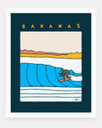 Bananas art print by Alimo in white frame, fun tropical illustration
