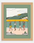Canoe Time Alimo art print in a natural wood frame