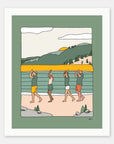 Canoe Time art print by Alimo in white frame, paddle travel illustration