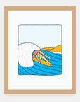 Chillax to the Max Alimo art print in a natural wood frame