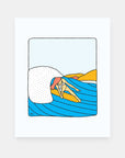 Chillax to the Max surf art print by Alimo, colorful relaxed beach scene