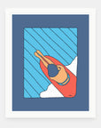 Cruise Control art print by Alimo in white frame, road trip illustration