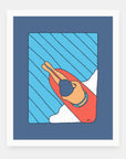 Cruise Control art print by Alimo in white frame, road trip illustration