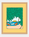 Early Ups Alimo art print in a natural wood frame
