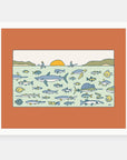 Earth Day art print by Alimo in white frame, eco-friendly illustration