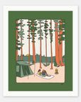 Evening Camps art print by Alimo in white frame, cozy camp scene