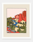Fall Air art print by Alimo in white frame, autumn hiking illustration