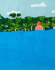 Fellow Traveler painting by Alimo, jungle coastline swimming scene
