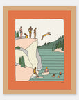 Free Dives Alimo art print in a natural wood frame