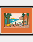 Getaway Weekend art print by Alimo in black frame, road trip adventure