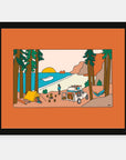 Getaway Weekend art print by Alimo in black frame, road trip adventure