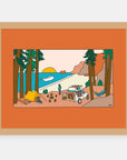 Getaway Weekend Alimo art print in a natural wood frame