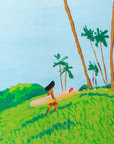 Happy Dog painting by Alimo, tropical dune path to the surf
