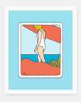 Join The Dance art print by Alimo in white frame, San Francisco surf illustration