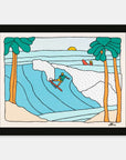 Makai Field surf art print by Alimo in black wood frame, a wide open Hawaiian ocean scene with rolling swells. Ocean wall art for coastal home decor.