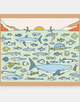 Marine Life Alimo art print in a natural wood frame