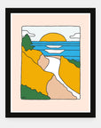 Mountains to Sea art print by Alimo in black frame, surf and snow scene