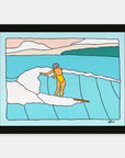 Nalu Holo surf art print by Alimo in black wood frame, traveling waves and open water motion. Ocean wall art for coastal home decor.