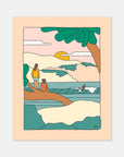 On The Horizon surf art print by Alimo, colorful ocean horizon scene