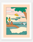 On The Horizon art print by Alimo in white frame, ocean view illustration