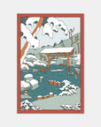 Onsen Japan travel art print by Alimo, colorful hot spring bathing scene