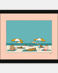 Paradise art print by Alimo in black frame, island getaway scene