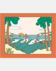 Party Time surf art print by Alimo, colorful celebration beach scene