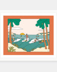 Party Time art print by Alimo in white frame, vibrant party illustration