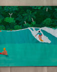 Pocket Pass original painting by Alimo, surfer riding inside the barrel past the lineup