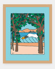 Quaren Tme Alimo art print in a natural wood frame